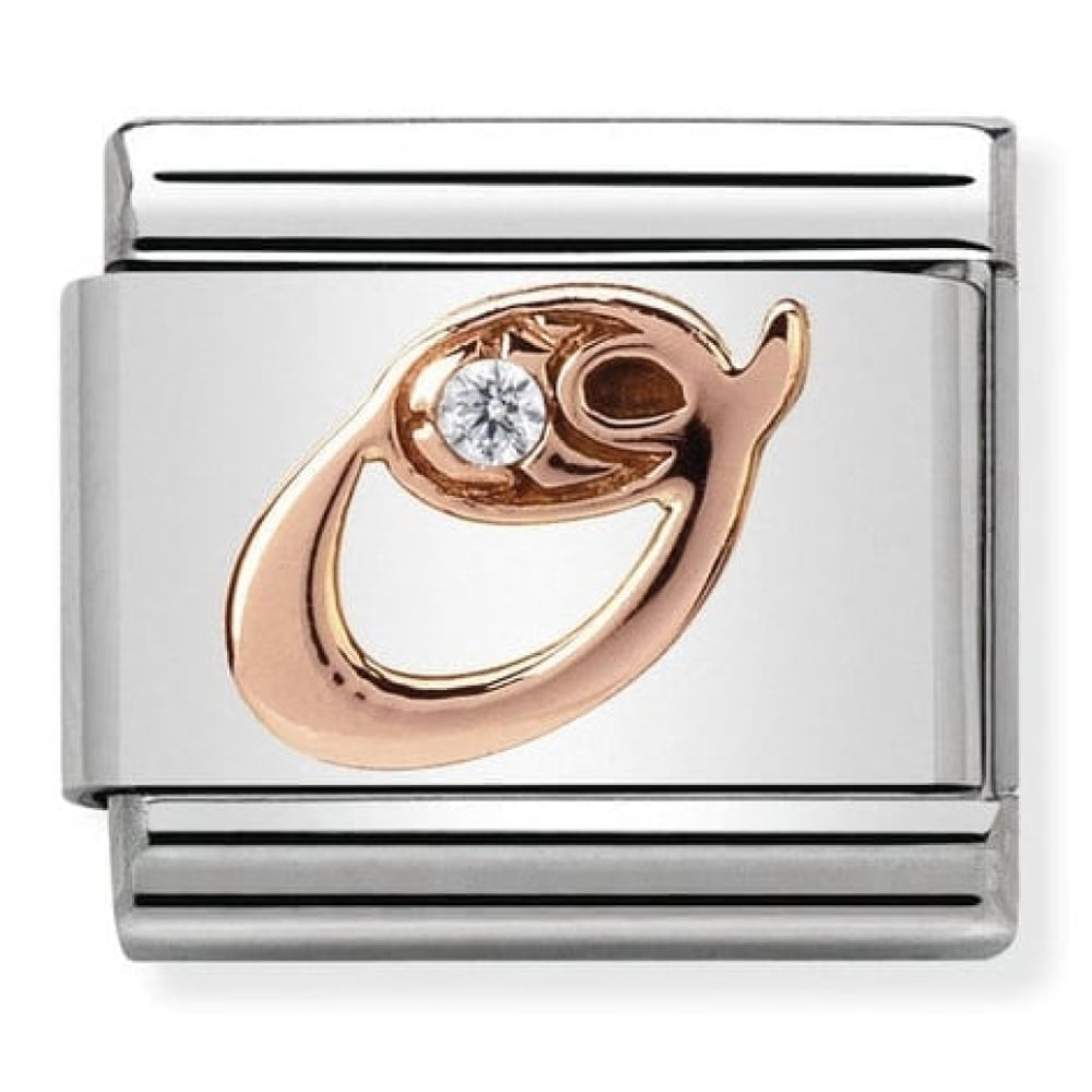 Classic Rose Gold Cubic Zirconia Letter O