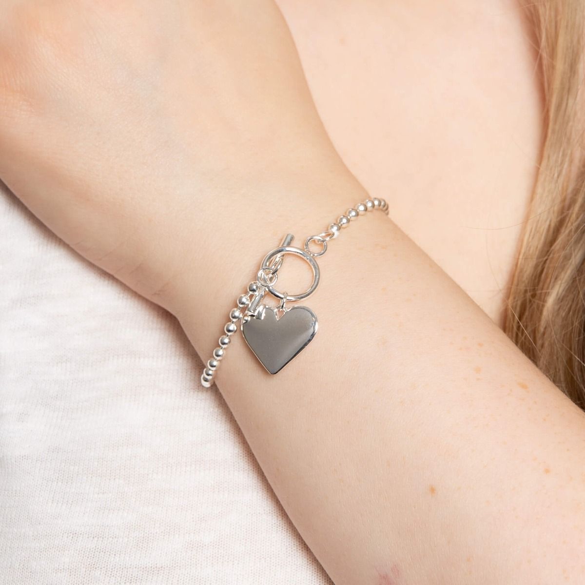 Ball Chain Bracelet with Heart Tag