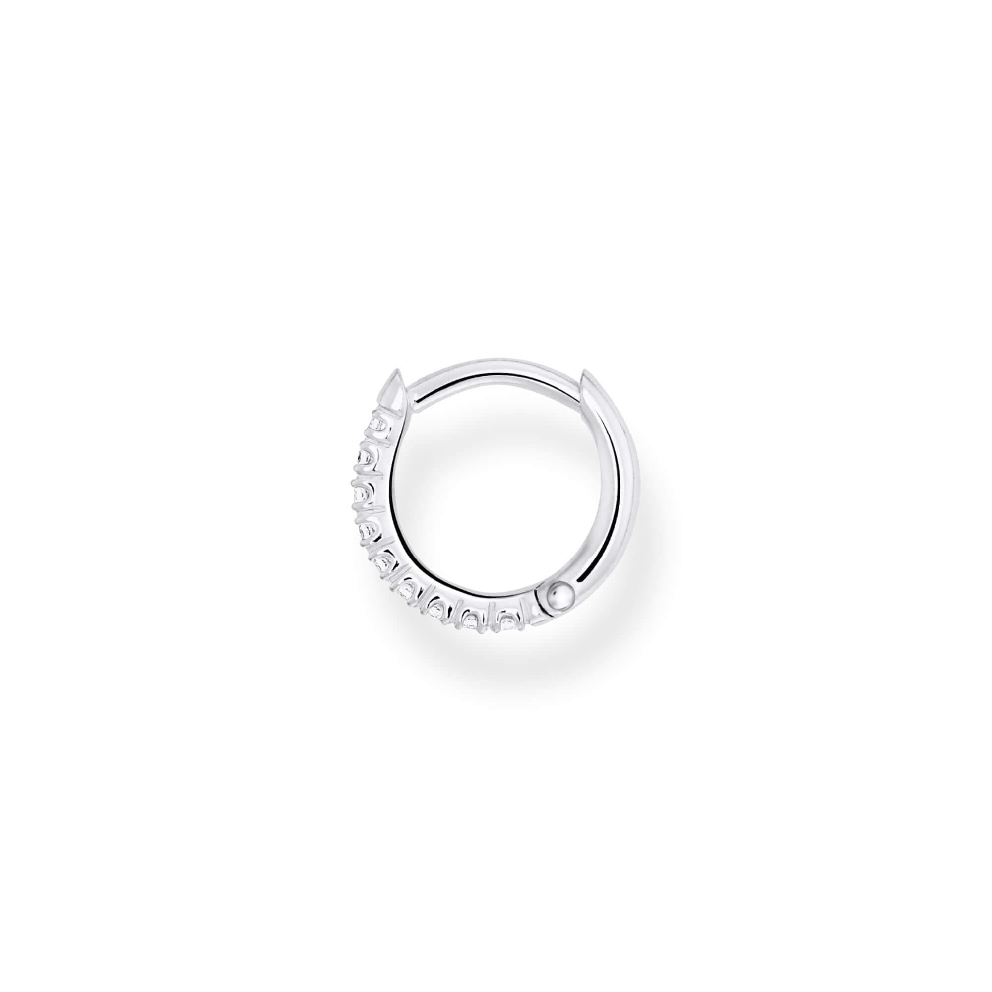 White CZ Single Hoop Earring