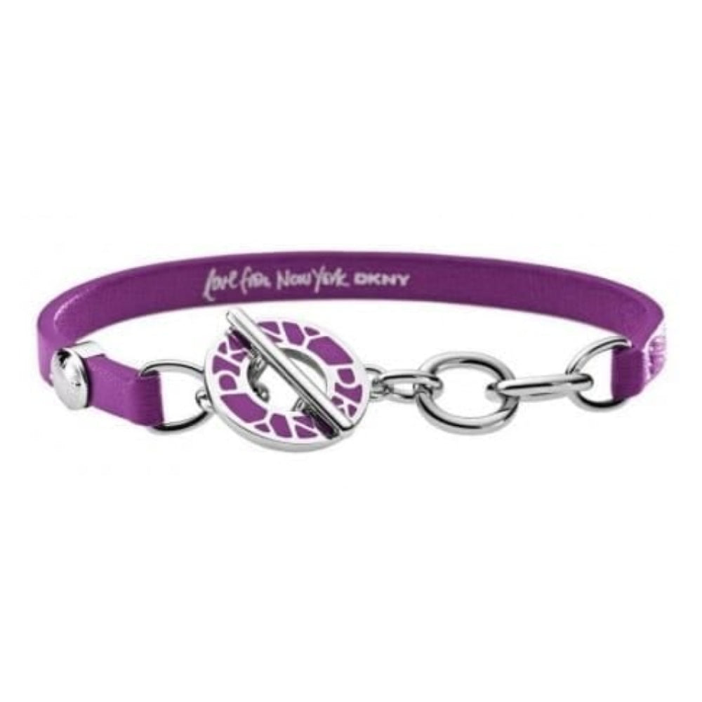 Ladies Purple Leather Bracelet With T-Bar Clasp