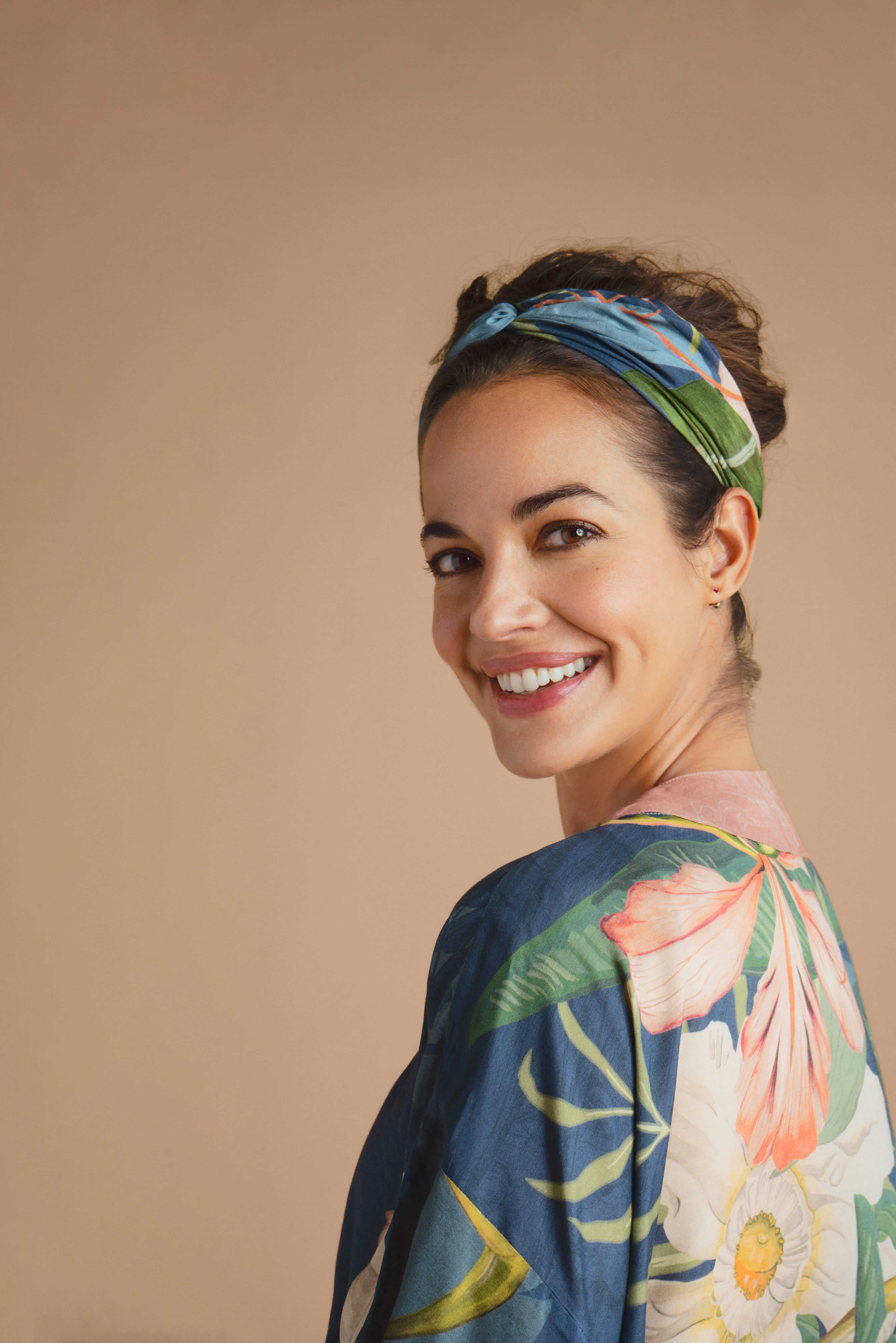 Delicate Tropics Elasticated Headband - Indigo