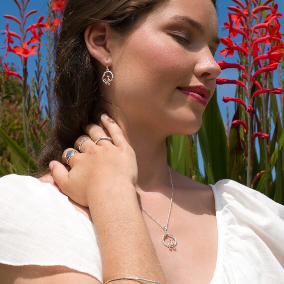 Origins Rose Gold Plated Cats & Moon Round Earrings