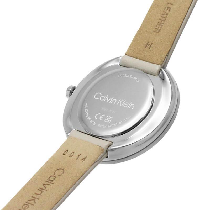 Twisted Bezel White Dial & Cream Leather Strap Ladies Watch