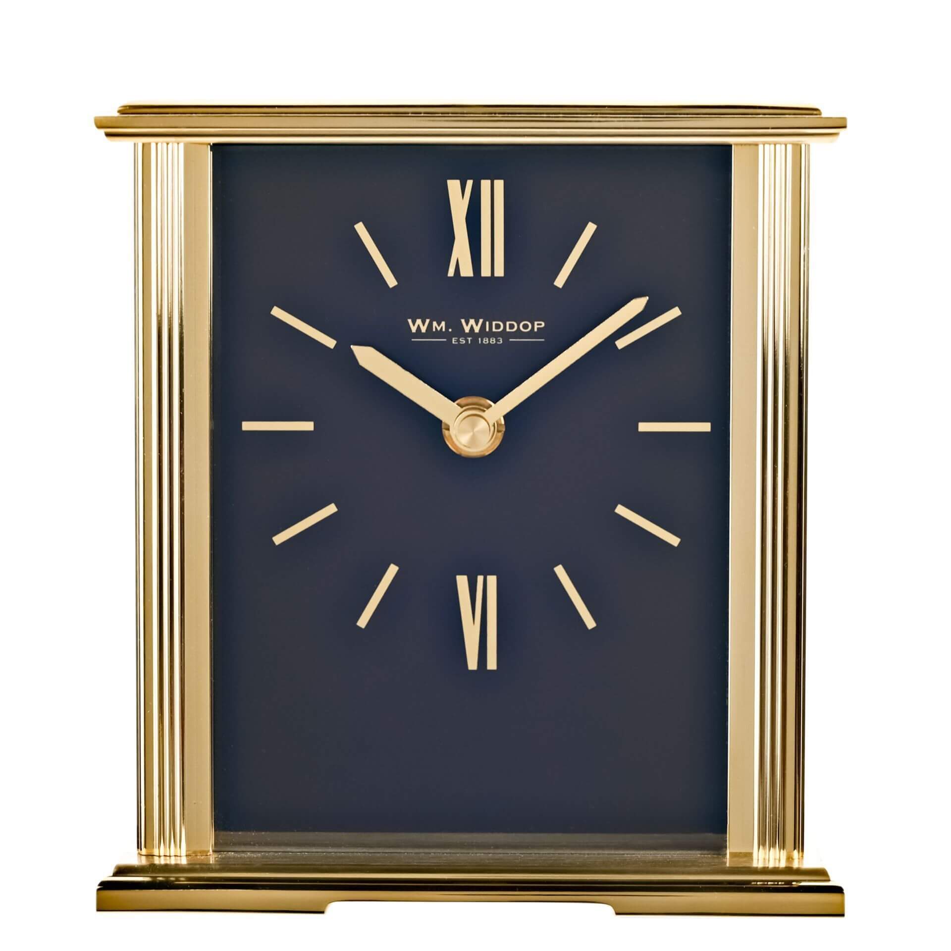 Gold Mantel Clock Navy Blue Dial