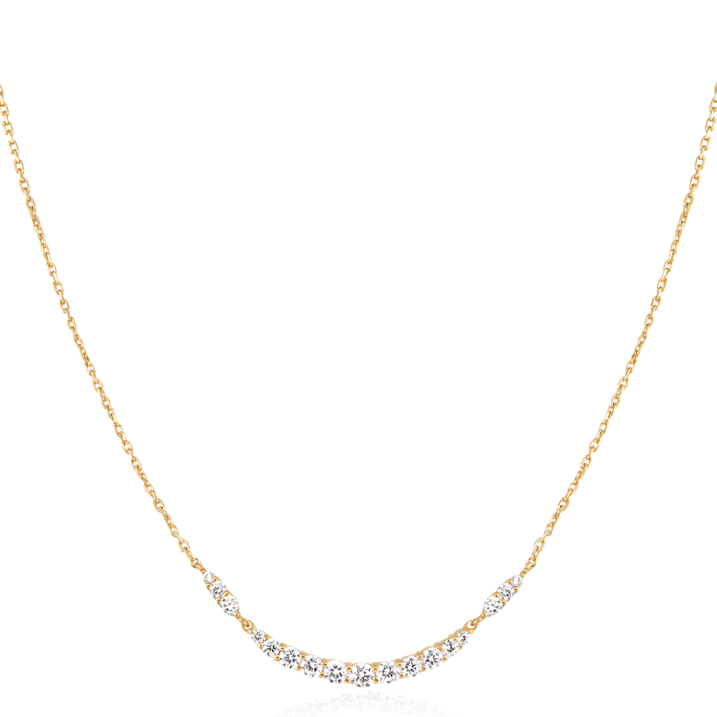 Gold Arc Pave Necklace