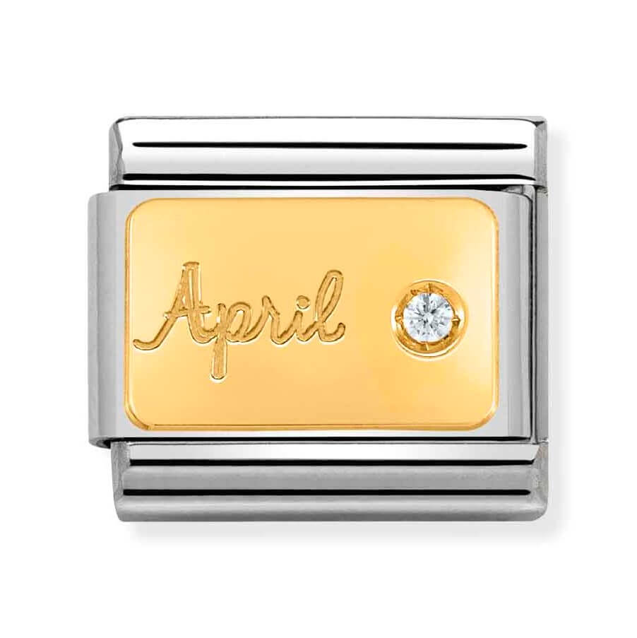 Composable Classic Stainless Steel Link With 18k Gold & April Diamond