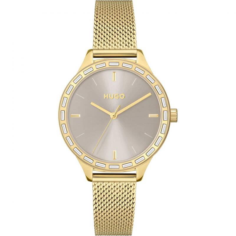 FLASH Grey Dial & Gold Plated Mesh Strap Ladies Watch