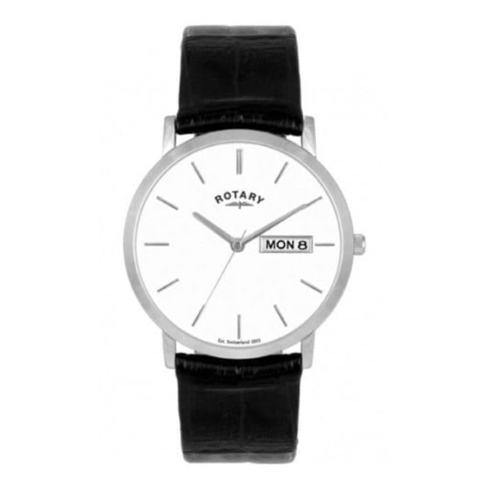 Black Leather Gents Classic Date Watch