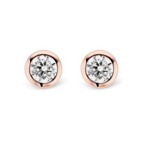 Rose Gold Tone Round CZ Stud Earrings