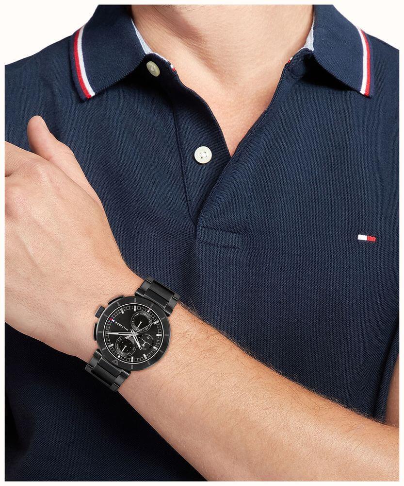 Lorenzo Black Dial With Black SS Bracelet Mens Watch