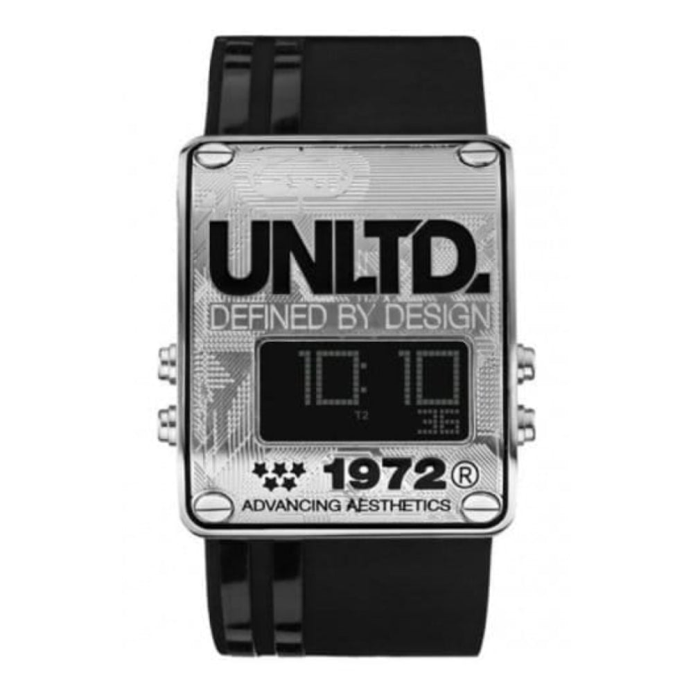 Gents The Chron Black Silicone Digital Strap Watch