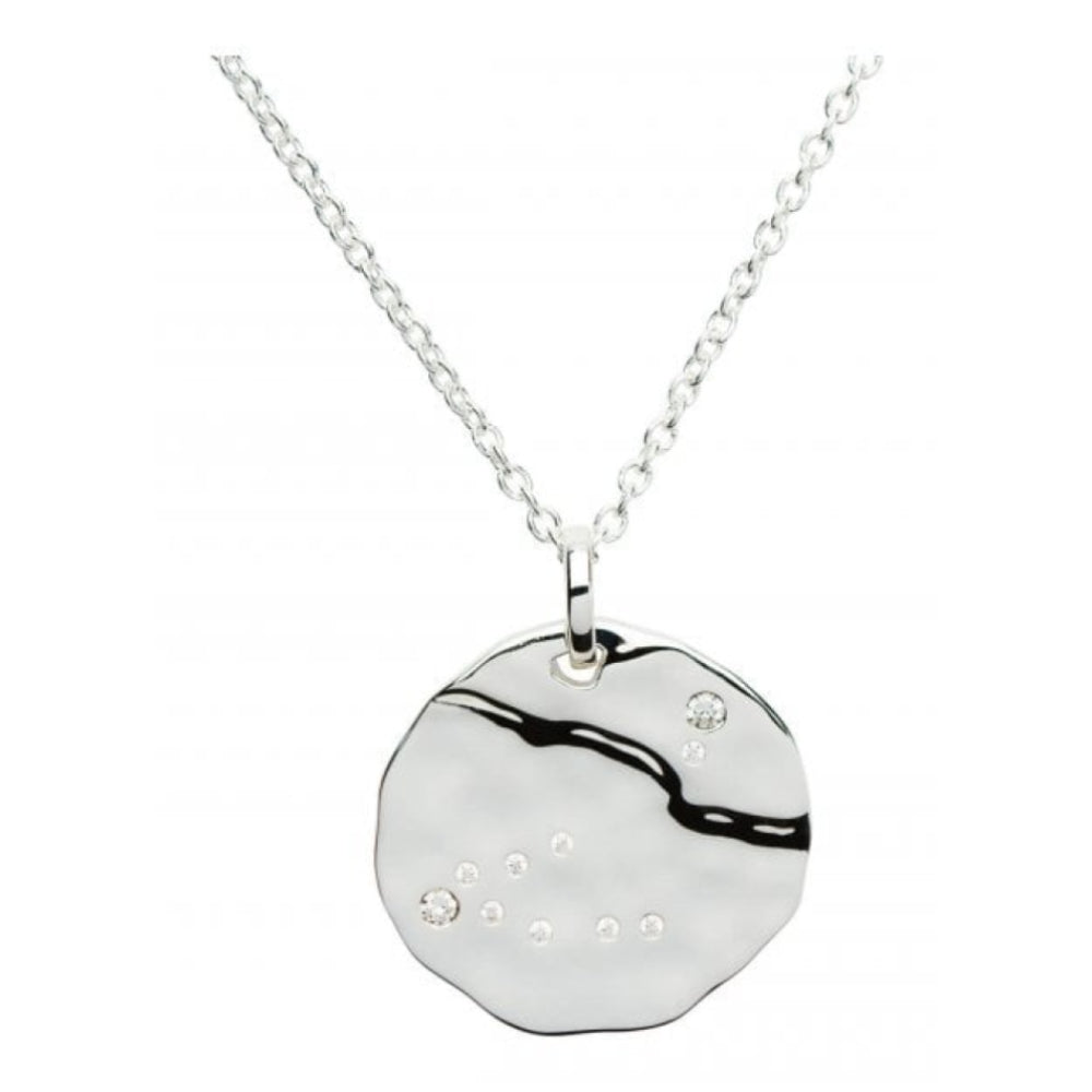 Sterling Silver 925 Pendant With Cz Incl. Chain. Capricorn