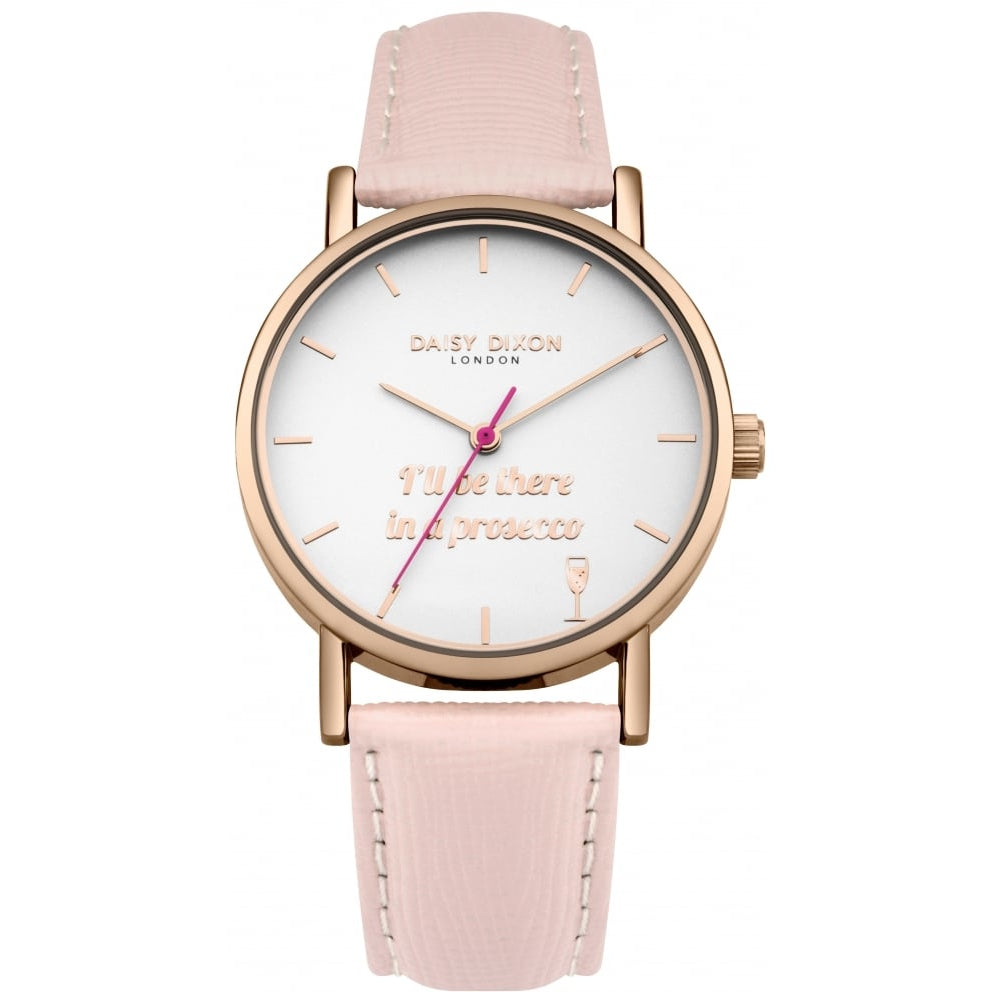 Blaire Slogan Statement Dial With Pink Saffiano Strap Ladies Watch