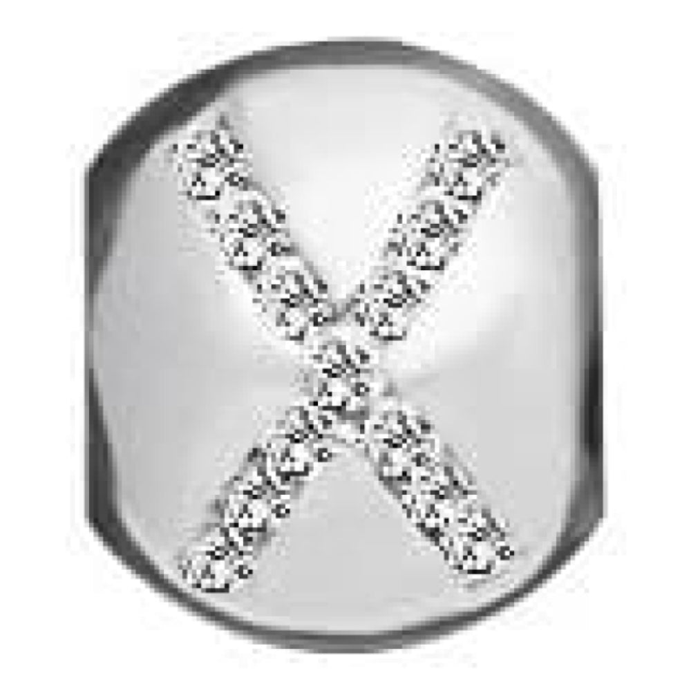 Sterling Silver And Synth. Cubic Zirconia 'X' Letter Link