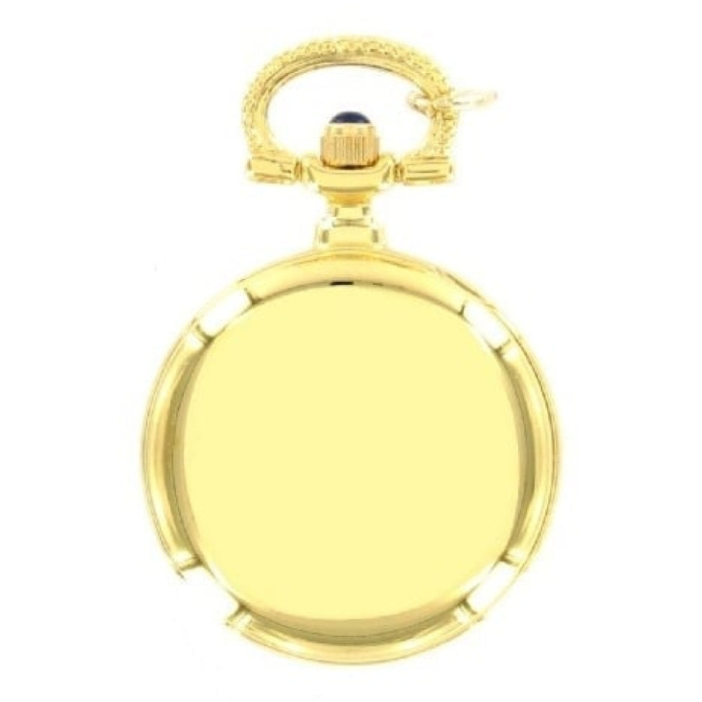 Gold Plated Open Faced Quartz Pendant Necklace Watch With Chain