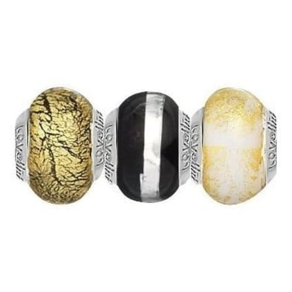 Golden Winter Set Of Three Sterling Silver And Murano Glass Links