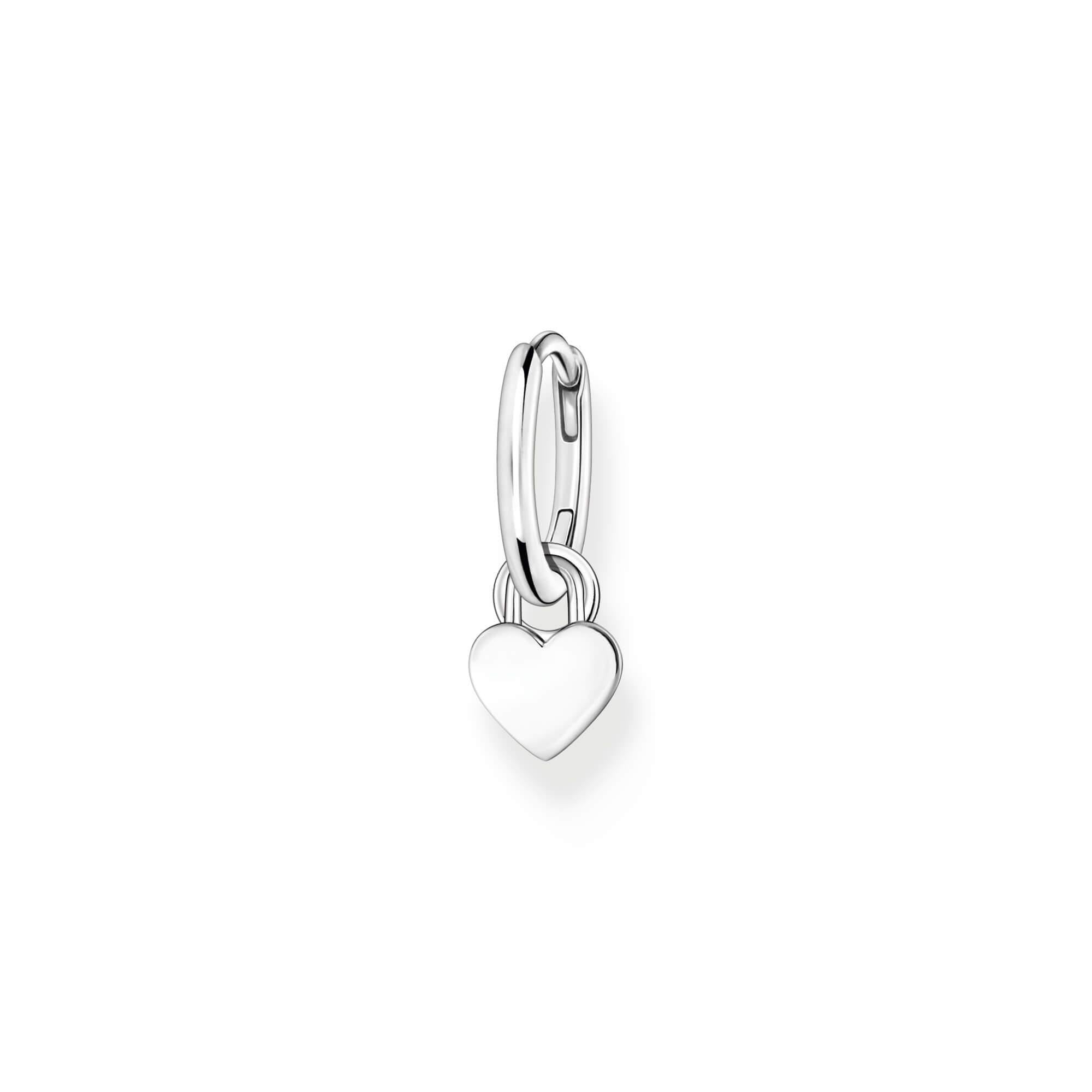 Single Hoop Earring With Heart Pendant