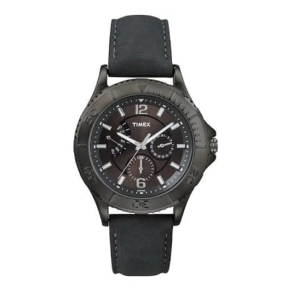 Gents Grey Retrograde Leather Strap Watch