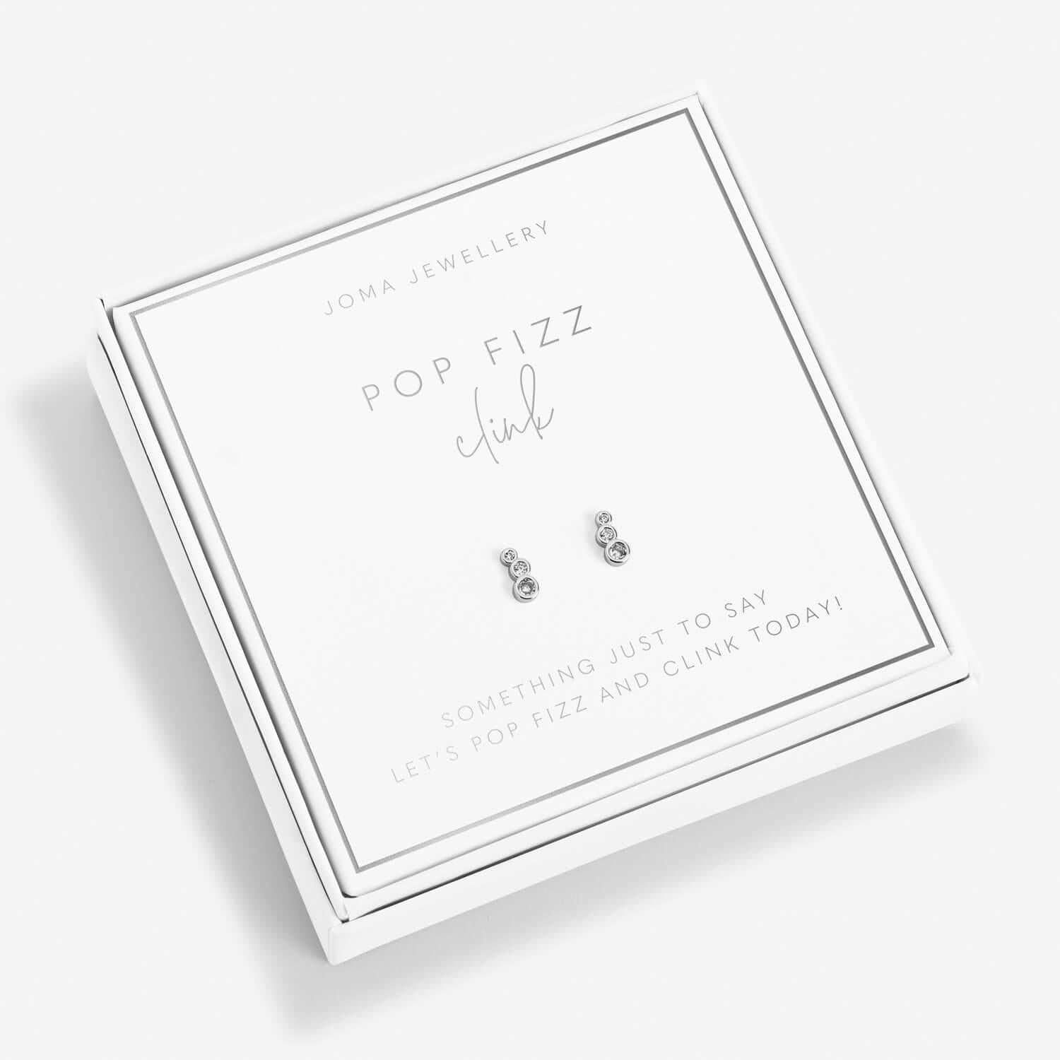 Beautifully Boxed 'Pop Fizz Clink' Silver Earrings
