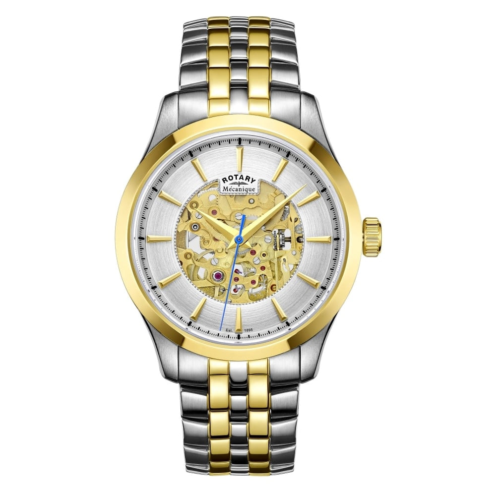 Mens Two Tone Chrome with Gold Automatic Bracelet Watch