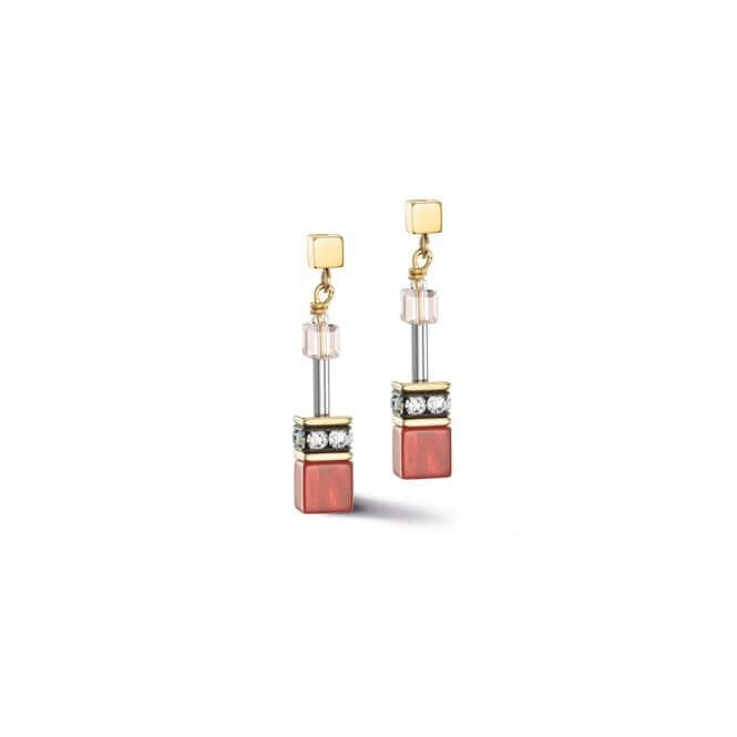 GeoCUBE Iconic Precious Red- Beige Earrings