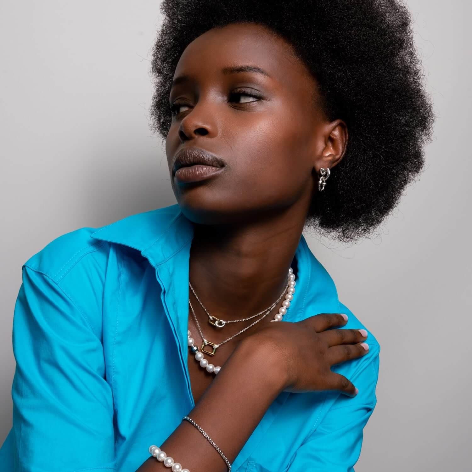 Gold Plated Rectangular Pendant Chain Necklace