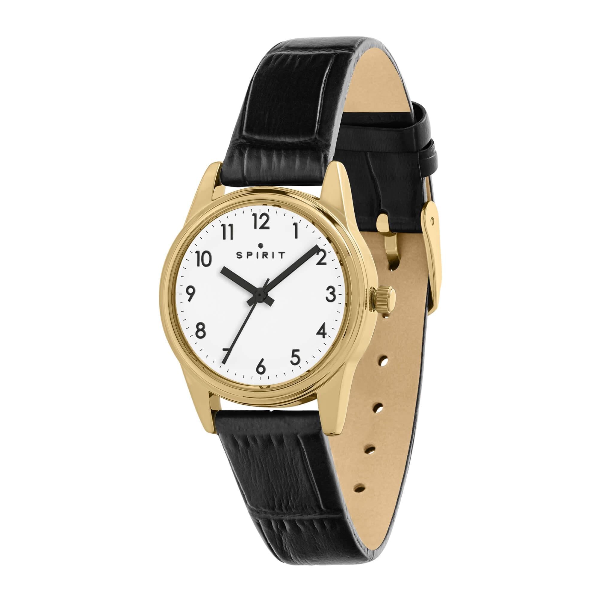 Ladies Classic Polished Pale Rose Gold PU Watch in Black