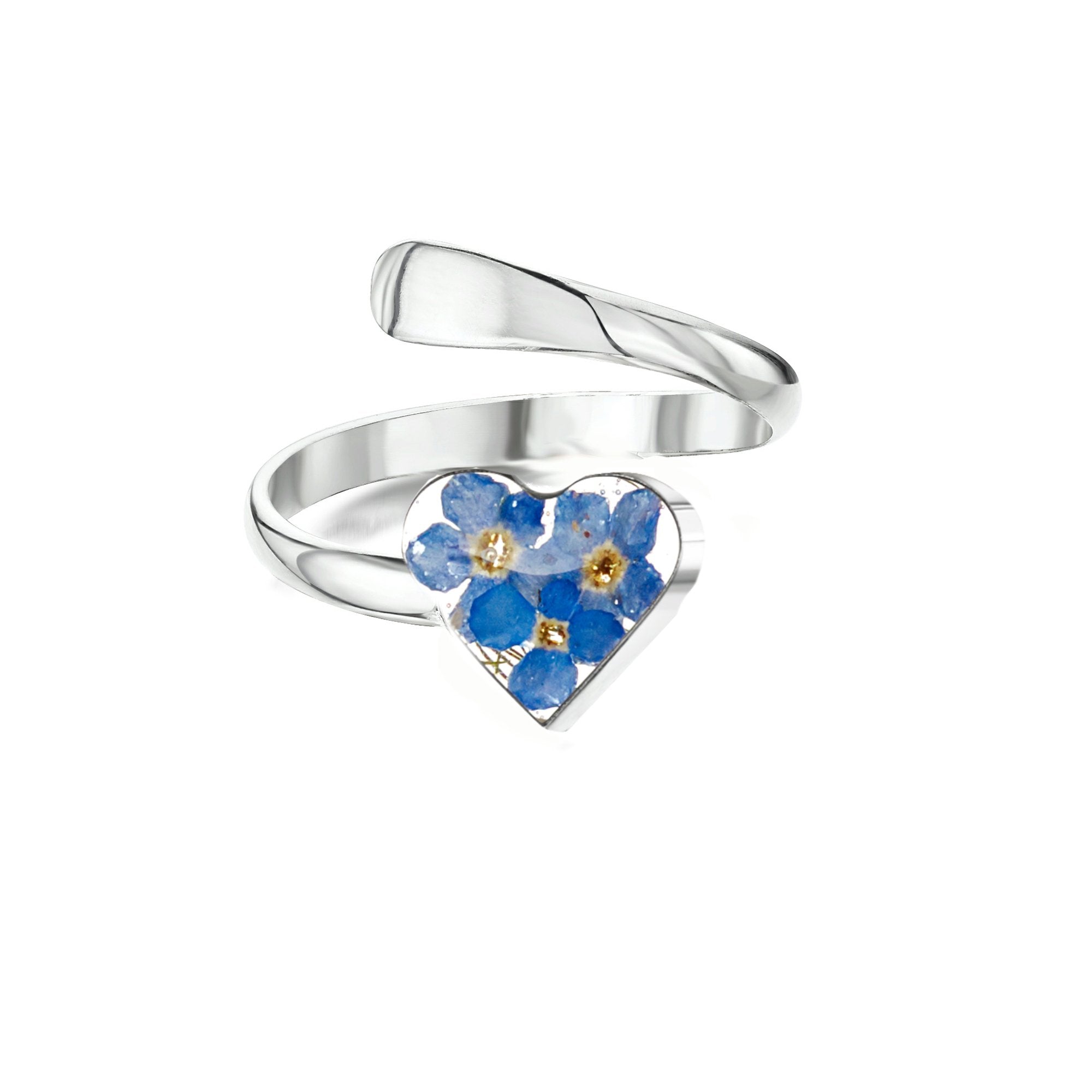 Silver Ring (Adjustable) - Forget me not - Heart Shaped