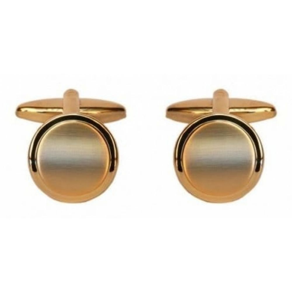 Gold Plated Circular Brushed Curve Cufflinks