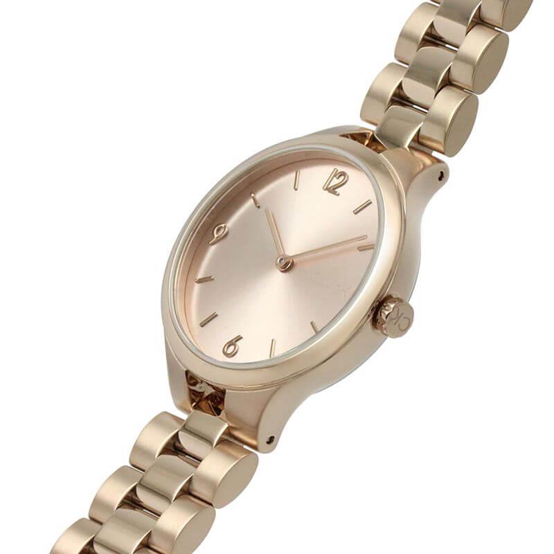 Linked Rose Gold Sunray Dial Rose Gold Plated Bracelet Strap Ladies Watch