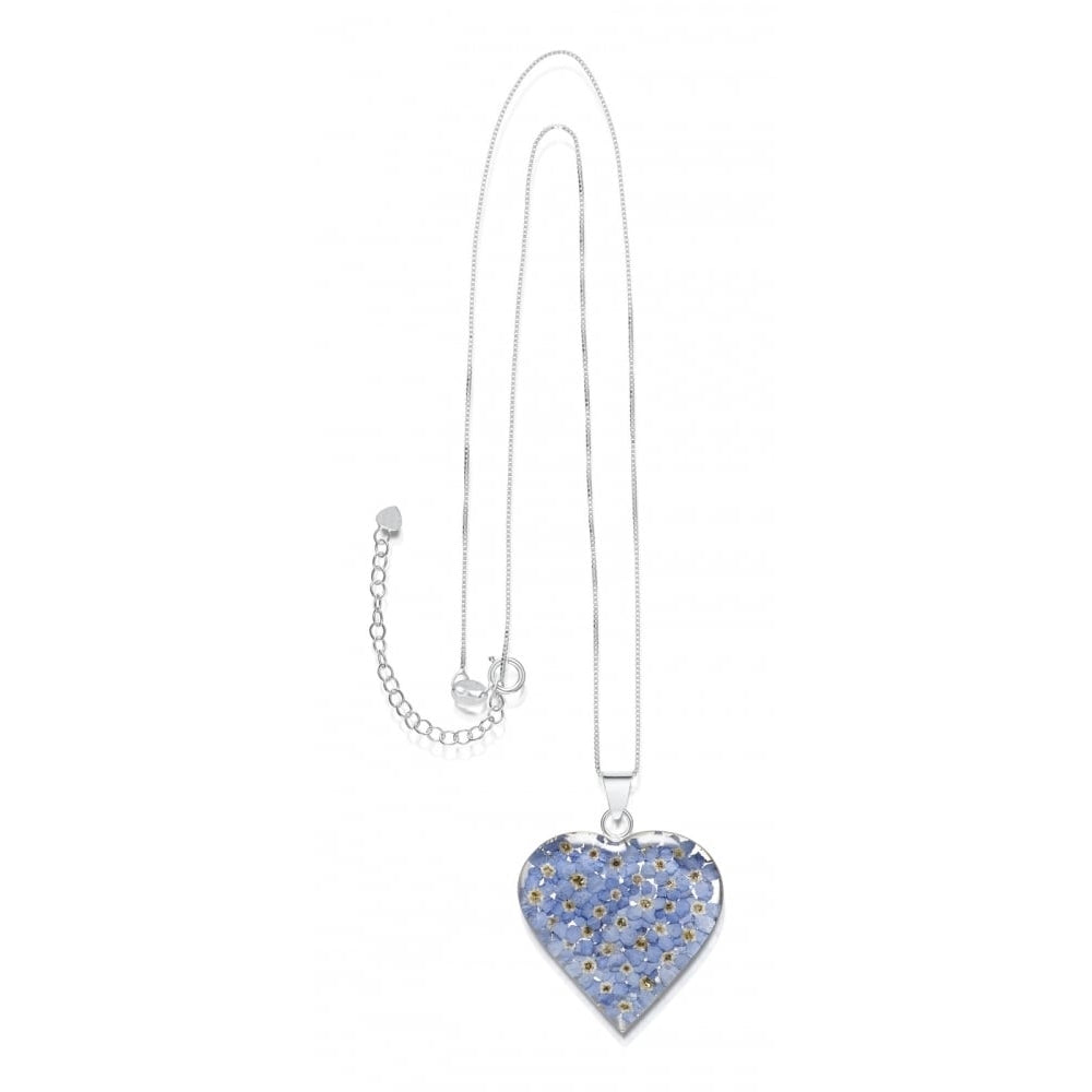 Silver Pendant - Forget me not - Med Heart