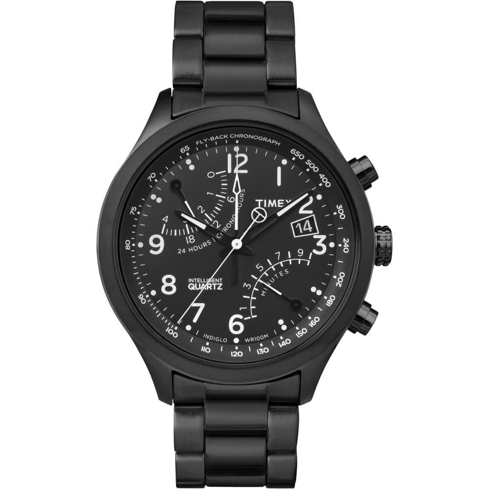 IQ fly-back chrono black IP bracelet black dial