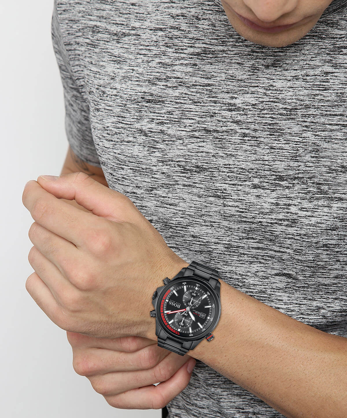 Globetrotter Black IP Chronograph Dial With Bracelet Strap Gents Watch