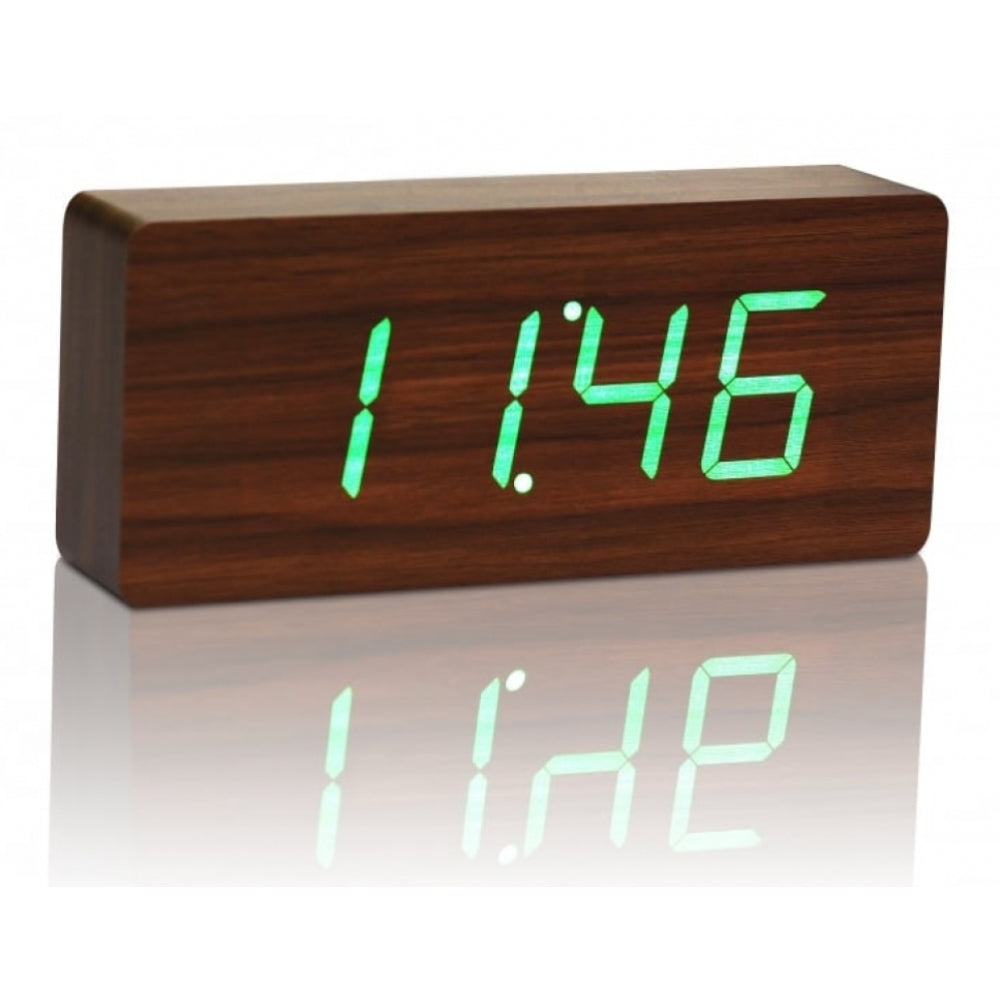 Slab Walnut Click Clock/Green LED