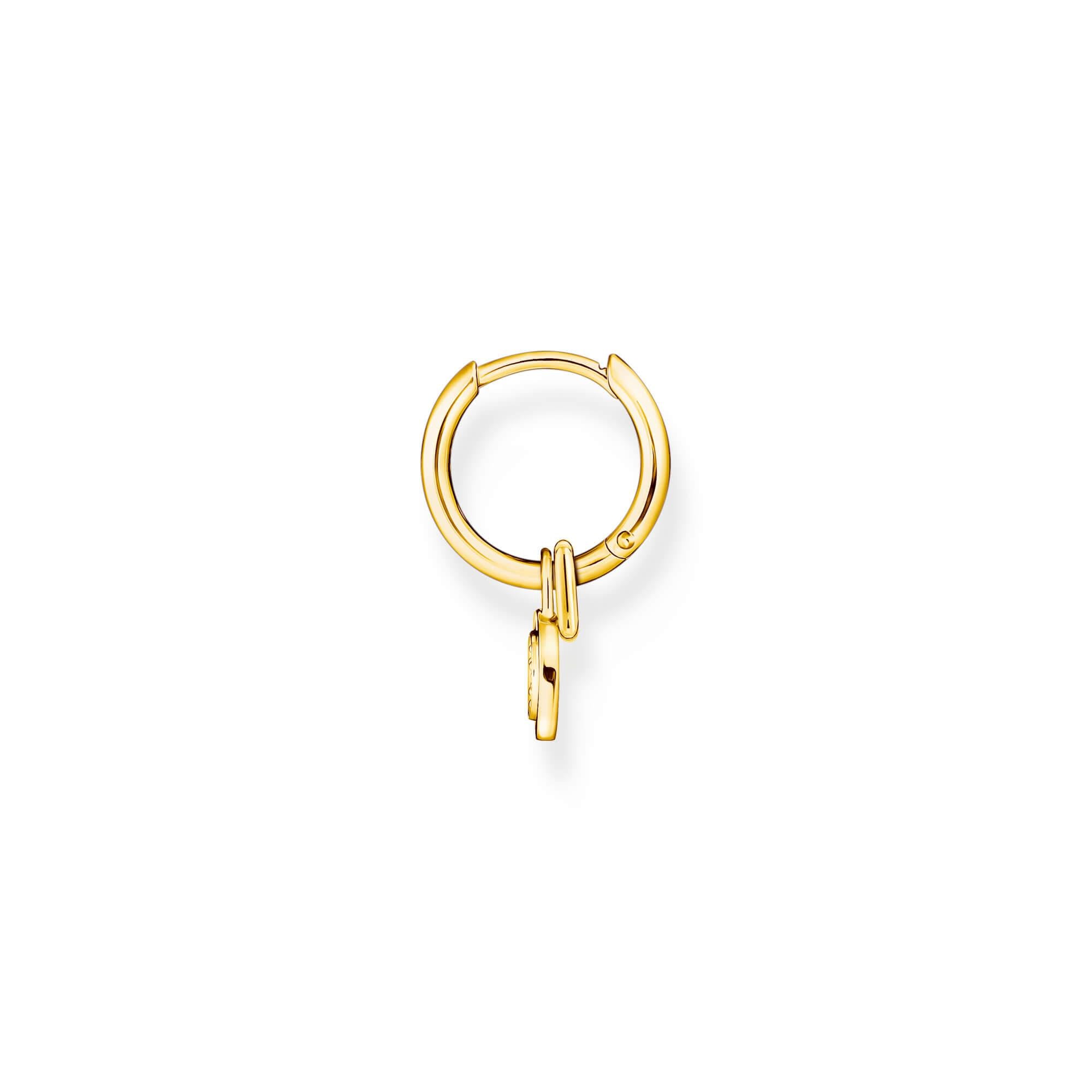 Gold Plated Single Hoop Earring With White CZ