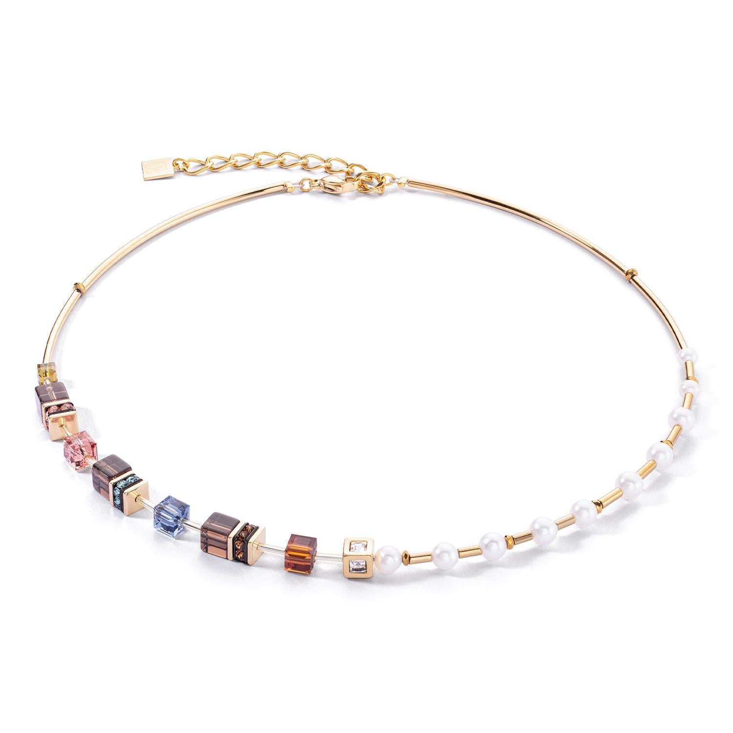 GeoCUBE Fusion Precious Pearl Mix Gold Autumn Necklace