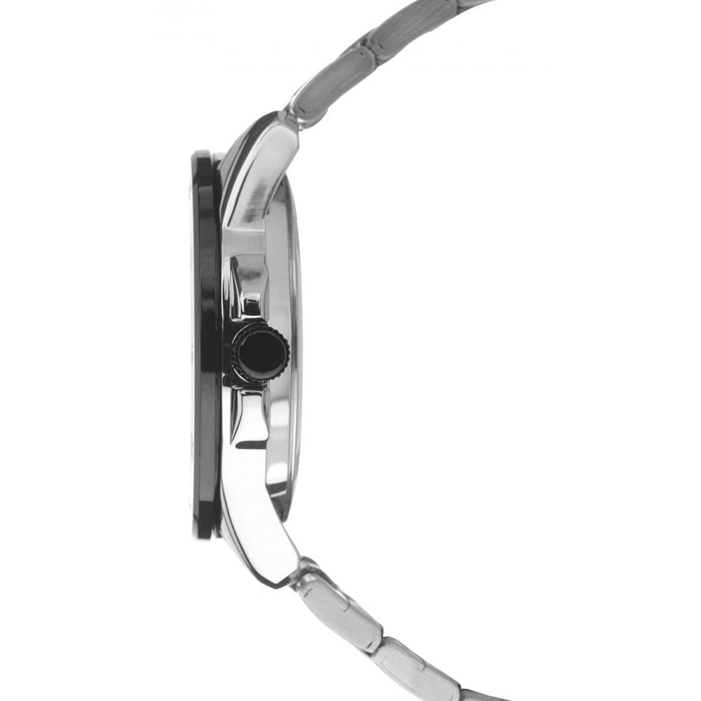 Stainless Steel Case With Multifunction Black Dial & Two Tone Bracelet Strap Gents Watch