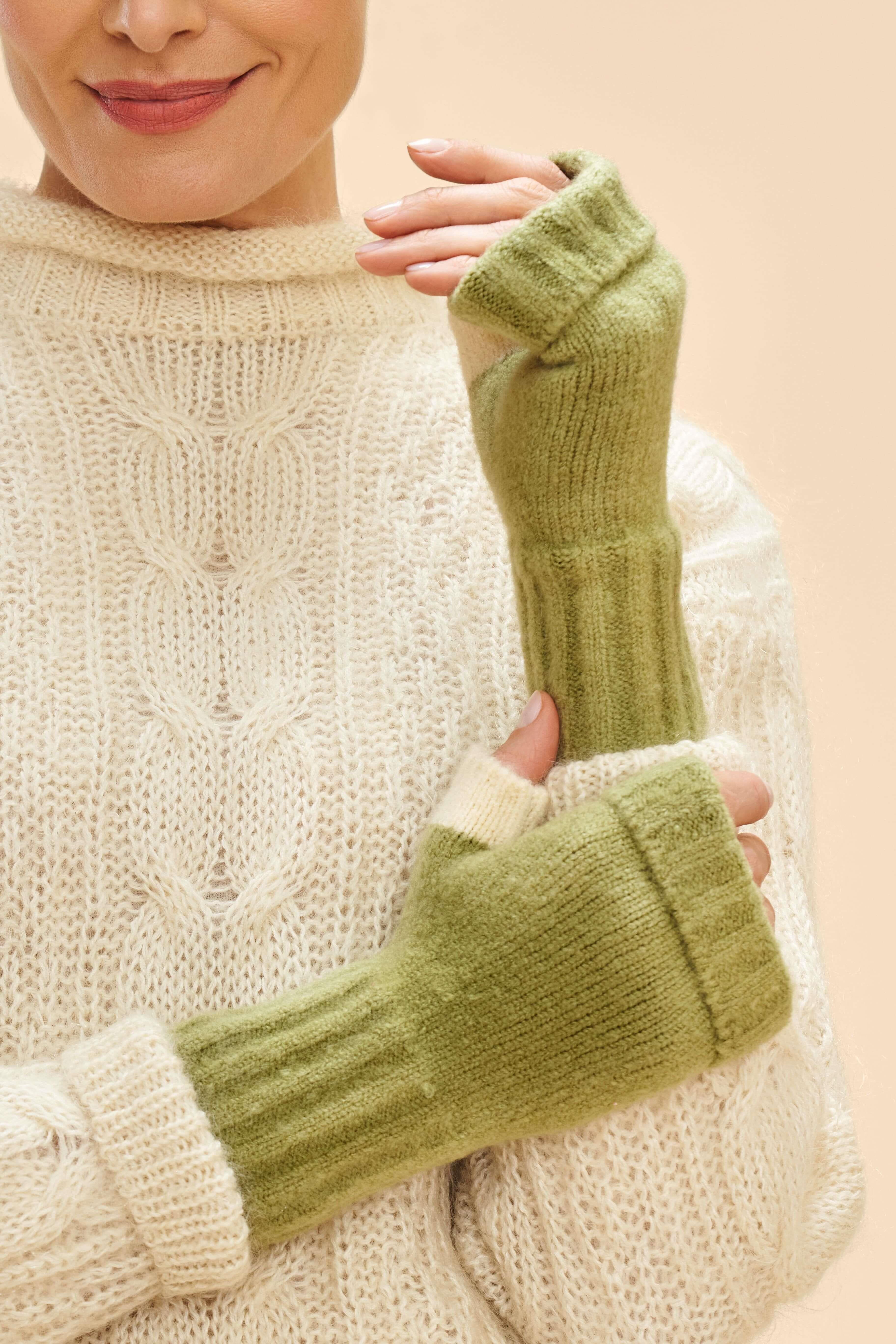 Ladies Cassia Wrist Warmers - Sage