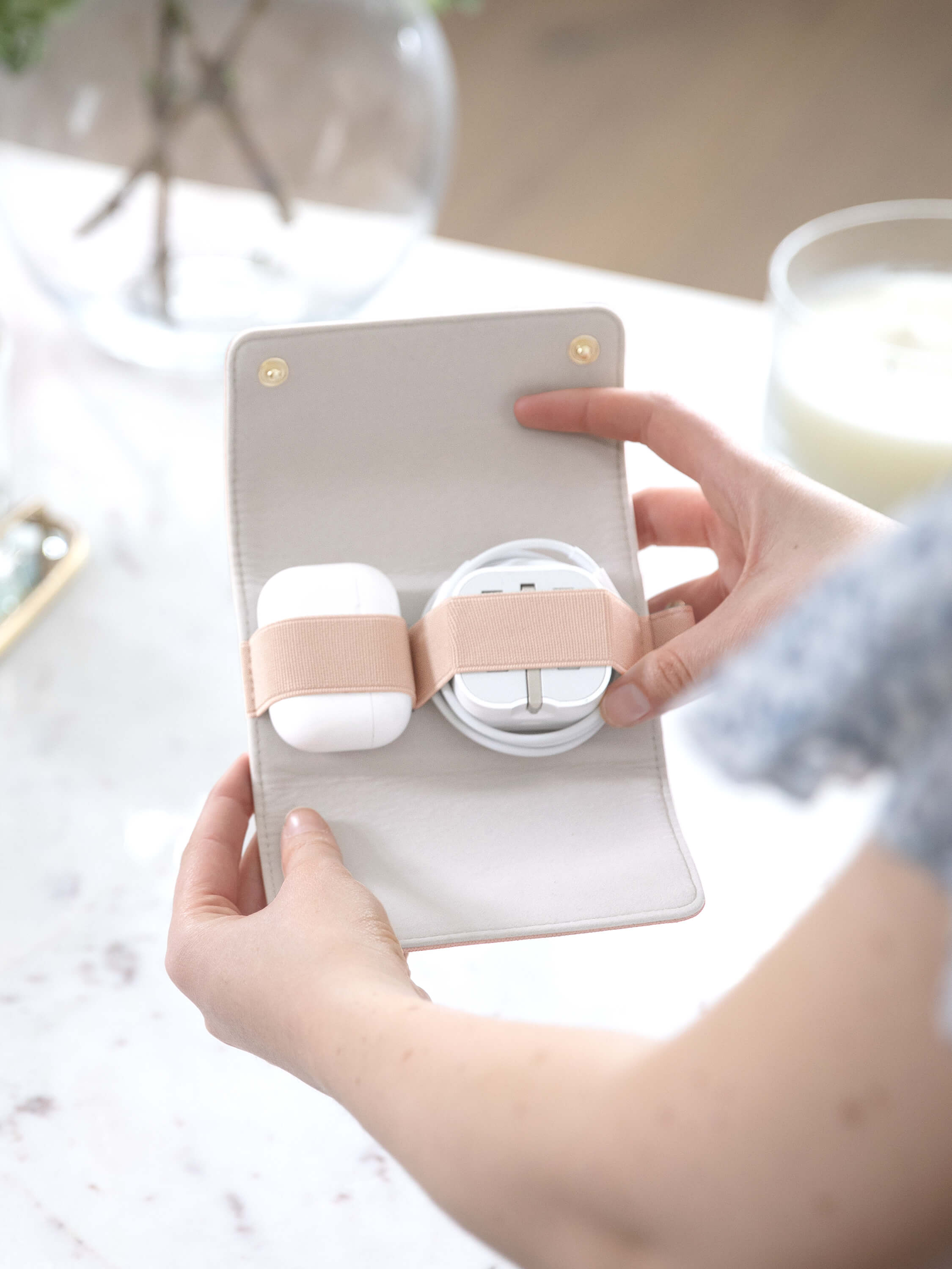 Blush Pink Compact Cable Tidy