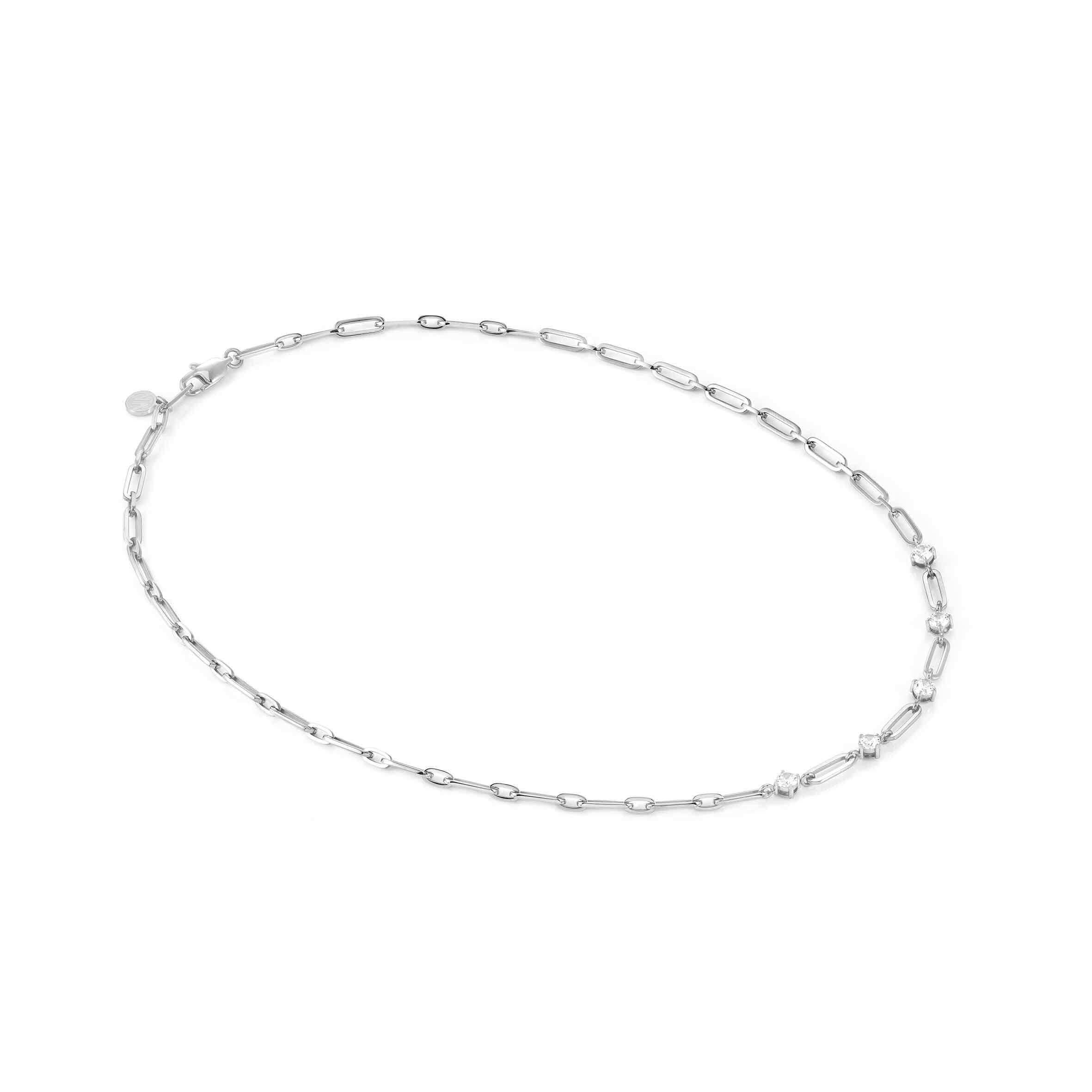 CHAINS OF STYLE Necklace In Steel & White CZ