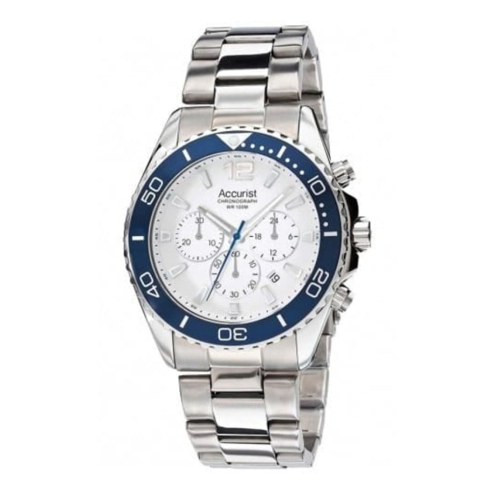 Stainless Steel Watch & White Chronograph Display