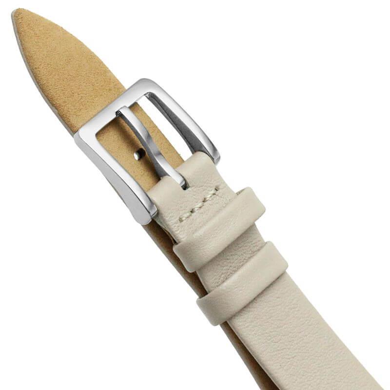 Twisted Bezel White Dial & Cream Leather Strap Ladies Watch