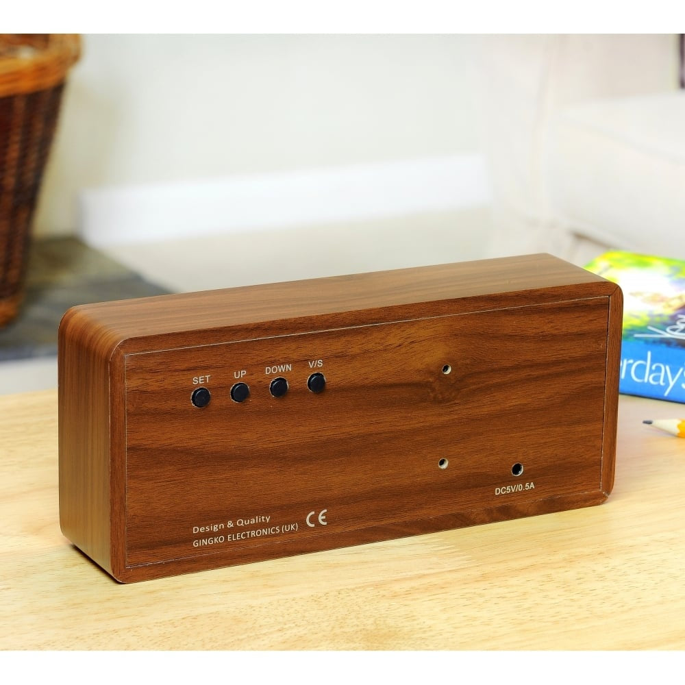 Slab Walnut Click Clock/Green LED
