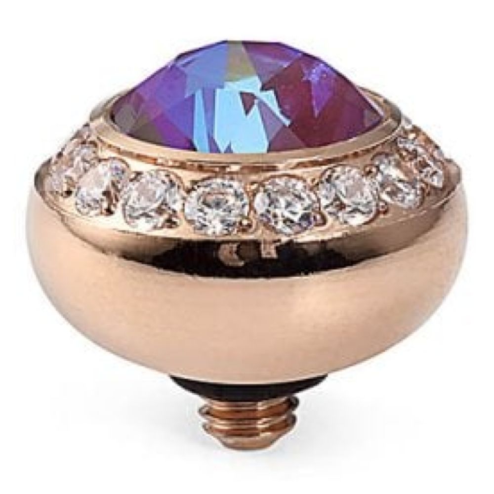 10mm Interchangeable Tondo Deluxe Burgundy Delite Crystal Top in RG With Crystal Bordered