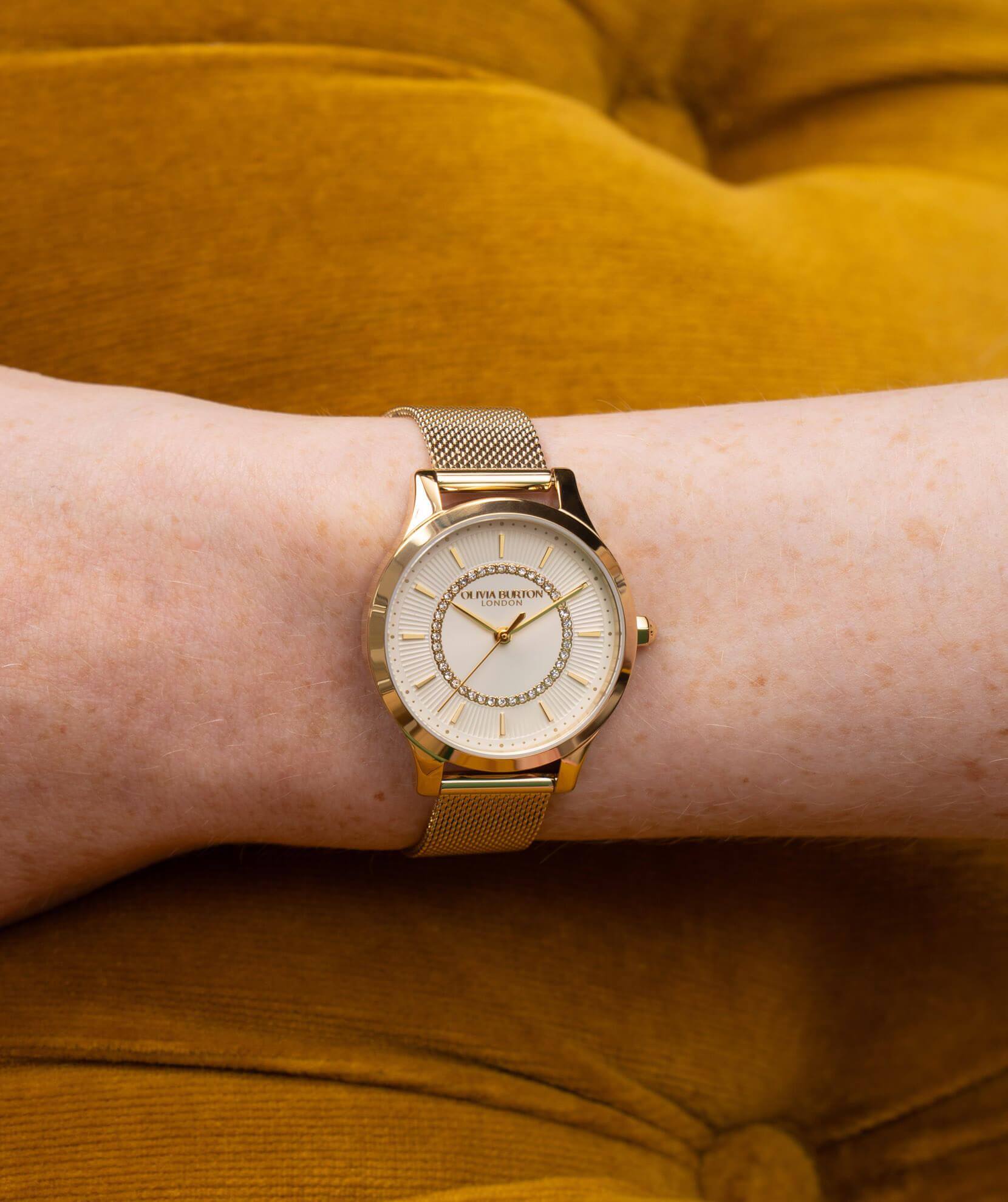 Wonderlust Ivory & Gold Plated Mesh Bracelet Strap Ladies Watch