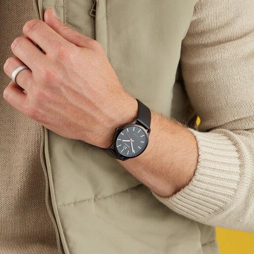 Black Case with Black Dial & Leather Strap Men's Nordic Watch