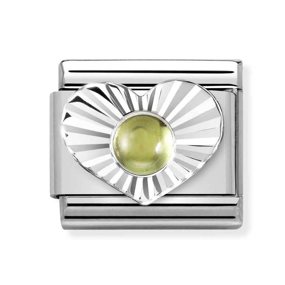 Classic Composable Link In Silver Heart With Peridot