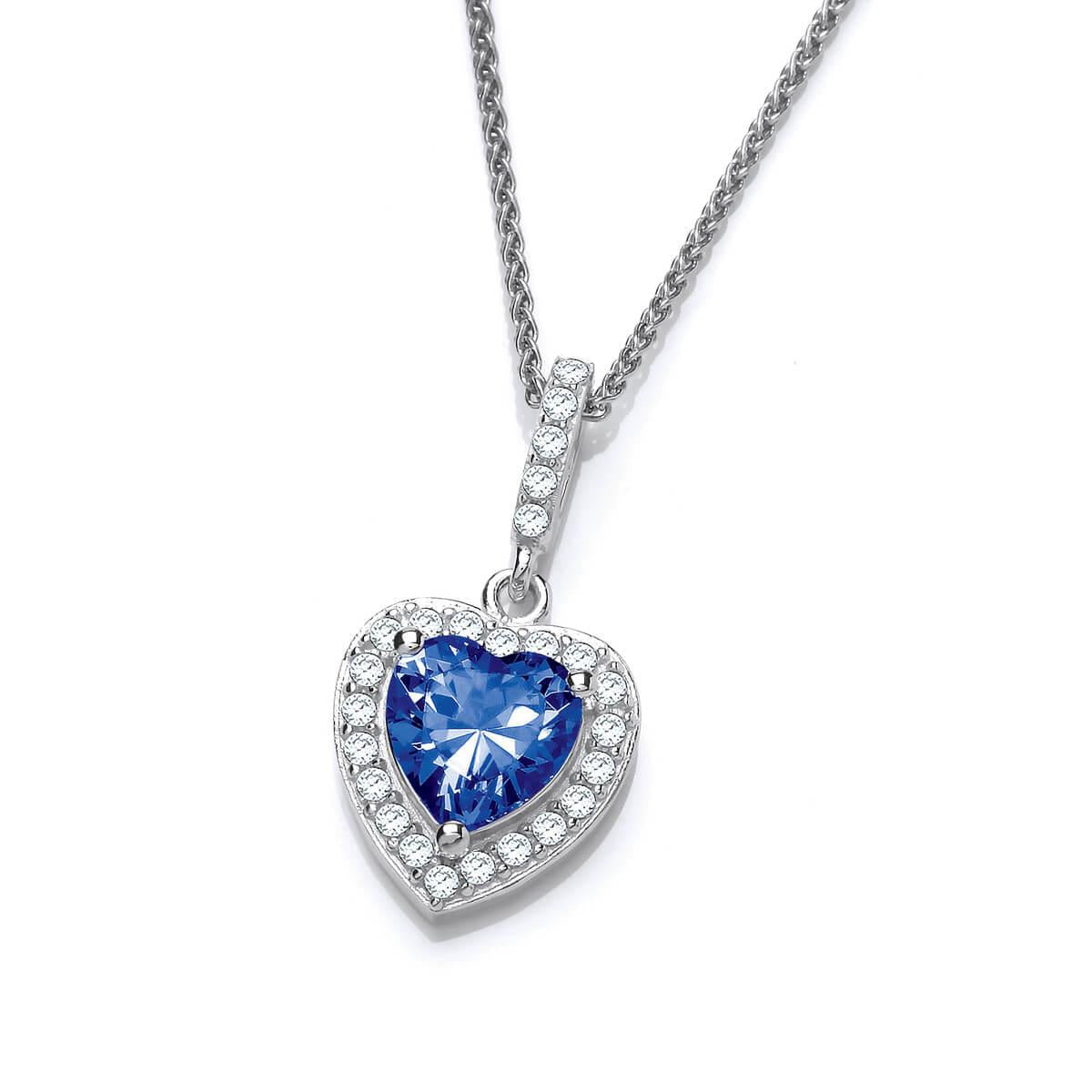 So Cute Mini Tanzanite CZ Drop Heart Pendant With Chain