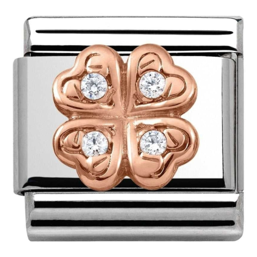 Classic Rose Gold CZ Clover Link