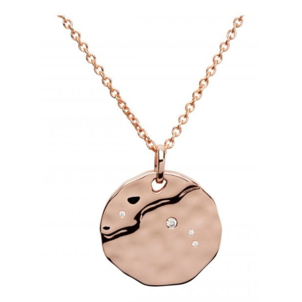 Silver 925 Pendant With Rose Gold Plating-Cz Incl.Chain. Aries